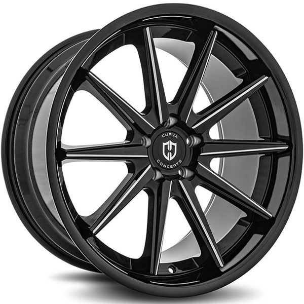 Curva Concepts C24 Gloss Black with Milled Spokes