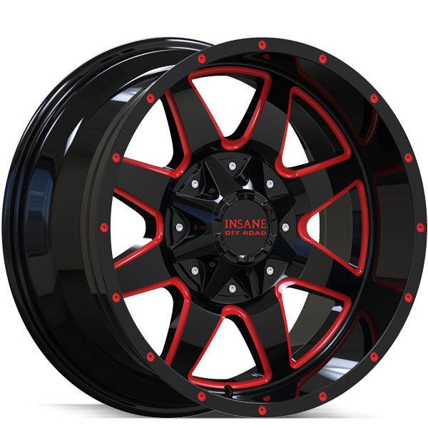 Insane Off-Road IO-04 Gloss Black with Red Milled Spokes