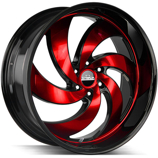 Strada Street Classic Retro 6 Gloss Black with Candy Red Machined